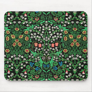 William Morris Jacobean Blommigt, Black Background Musmatta