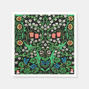 William Morris Jacobean Blommigt, Black Background Pappersservett