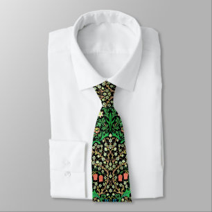 William Morris Jacobean Blommigt, Black Background Slips