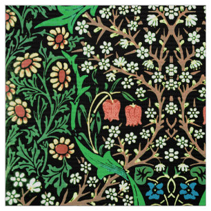 William Morris Jacobean Blommigt, Black Background Tyg