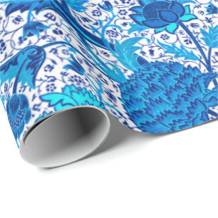 William Morris Jacobean Blommigt, Cobalt Blue Presentpapper