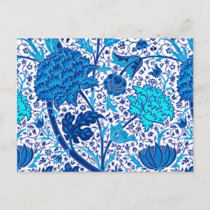 William Morris Jacobean Blommigt, Cobalt Blue Vykort