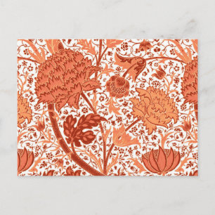 William Morris Jacobean Blommigt, Coral Orange Vykort