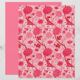 William Morris Jacobean Blommigt, Coral Rosa