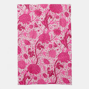 William Morris Jacobean blommigt, Fuchsia rosa Kökshandduk