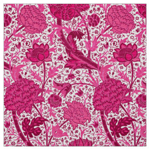 William Morris Jacobean blommigt, Fuchsia rosa Tyg