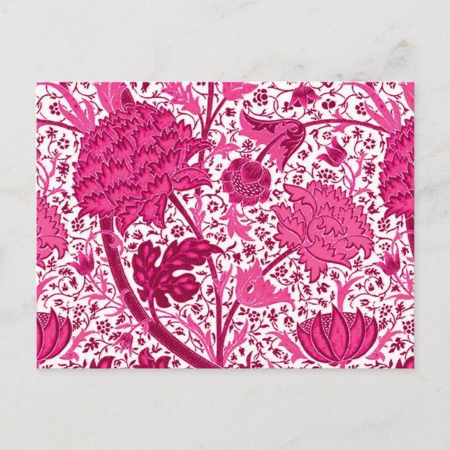 William Morris Jacobean Blommigt, Fuchsia Rosa Vykort (Framsida)