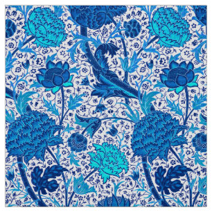 William Morris Jacobean blommigt, koboltblått Tyg