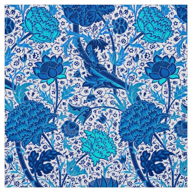 William Morris Jacobean blommigt, koboltblått Tyg (Provkarta)