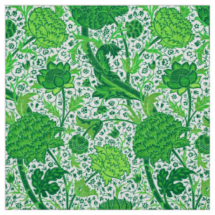 William Morris Jacobean blommigt, smaragdgrönt Tyg