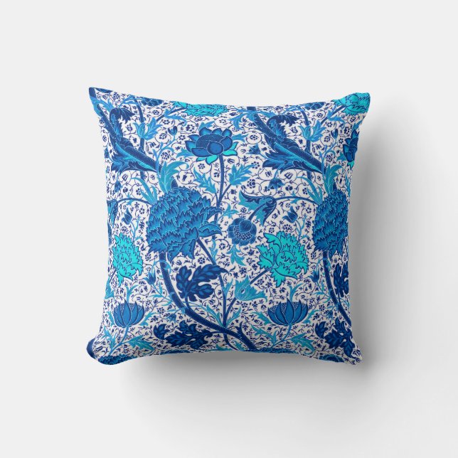 William Morris Jacobean Floral, Koboltblå Kudde (Framsida)