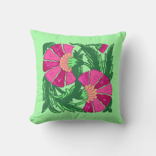 William Morris Jacobean Fuchsia rosor och grönt Kudde