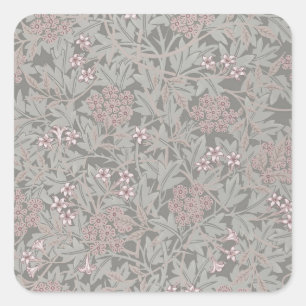 William Morris Jasmin Blommönster Fyrkantigt Klistermärke