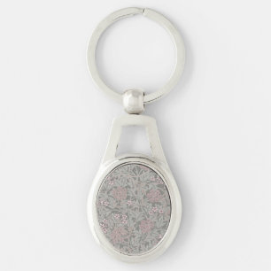 William Morris Jasmin Blommönster Ovalt Silverfärgad Nyckelring