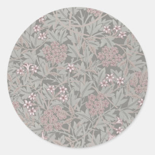 William Morris Jasmin Blommönster Runt Klistermärke