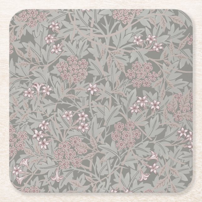 William Morris Jasmin Blommotiv Underlägg Papper Kvadrat (Framsidan)