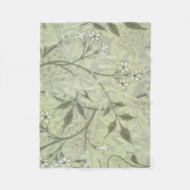 William Morris Jasmin Botanisk Vintage Antik Fleecefilt (Framsidan)
