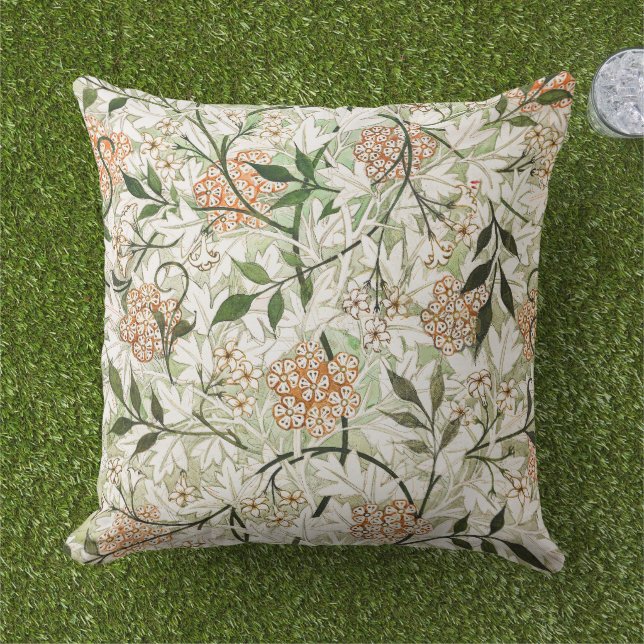 William Morris Jasminblomster Trädgårdsdesign Kudde (Gräs)