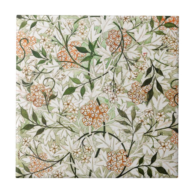 William Morris Jasmine Blommar Garden Design Kakelplatta (Framsidan)