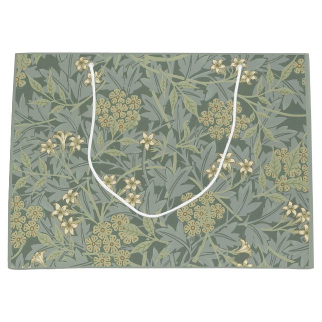 William Morris Jasmine Blue Grönt Botanical Art (Framsidan)
