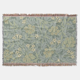 William Morris Jasmine Blue Grönt Botanical Art Filt