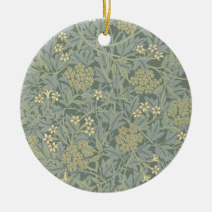 William Morris Jasmine Blue Grönt Botanical Art Julgransprydnad Keramik