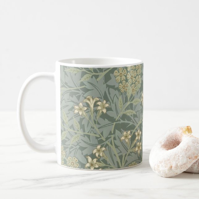 William Morris Jasmine Blue Grönt Botanical Art Kaffemugg (Med munk)