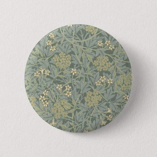 William Morris Jasmine Blue Grönt Botanical Art Knapp (Framsida)