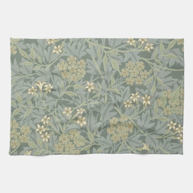 William Morris Jasmine Blue Grönt Botanical Art Kökshandduk (Horisontell)