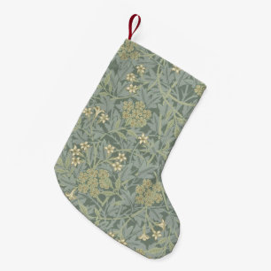 William Morris Jasmine Blue Grönt Botanical Art Liten Julstrumpa