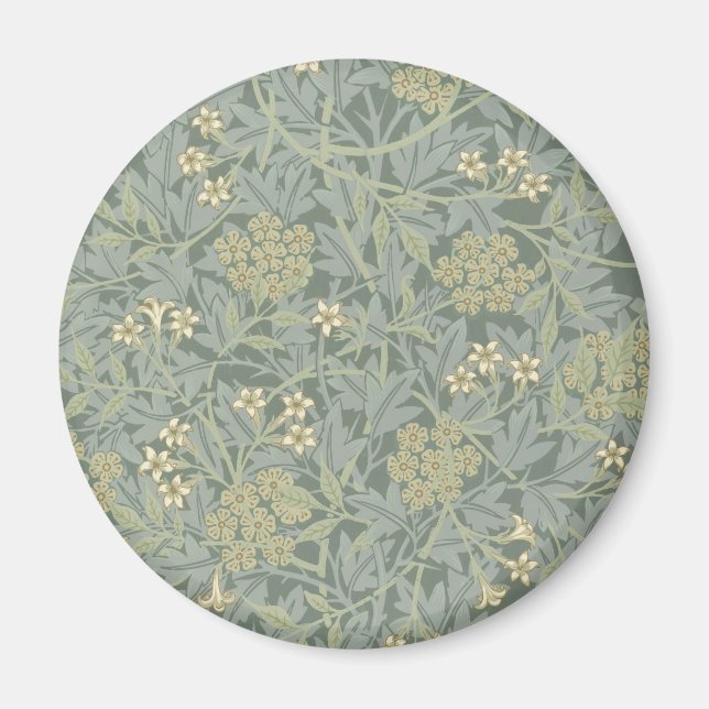 William Morris Jasmine Blue Grönt Botanical Art Magnet (Framsidan)