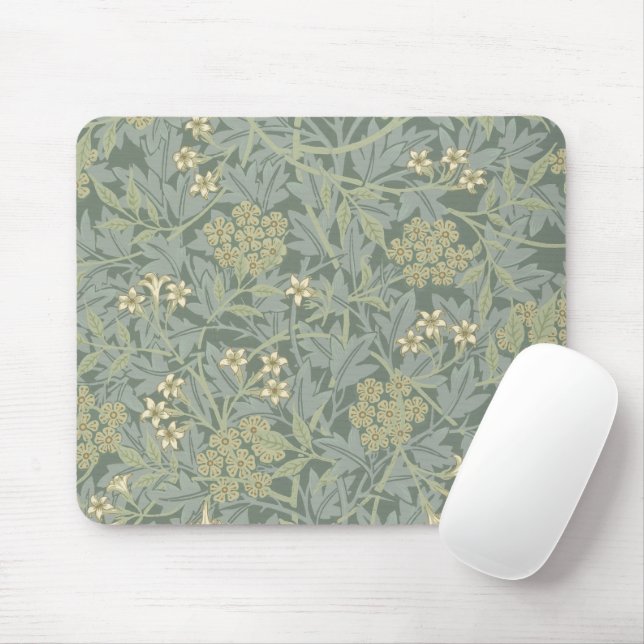 William Morris Jasmine Blue Grönt Botanical Art Musmatta (Med mus)