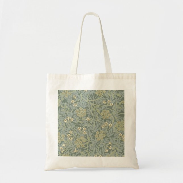 William Morris Jasmine Blue Grönt Botanical Art Tygkasse (Framsidan)