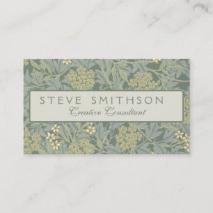 William Morris Jasmine Blue Grönt Botanical Art Visitkort