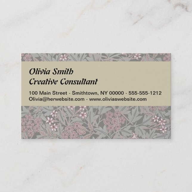 William Morris Jasmine Flower Mönster Visitkort (Framsida)