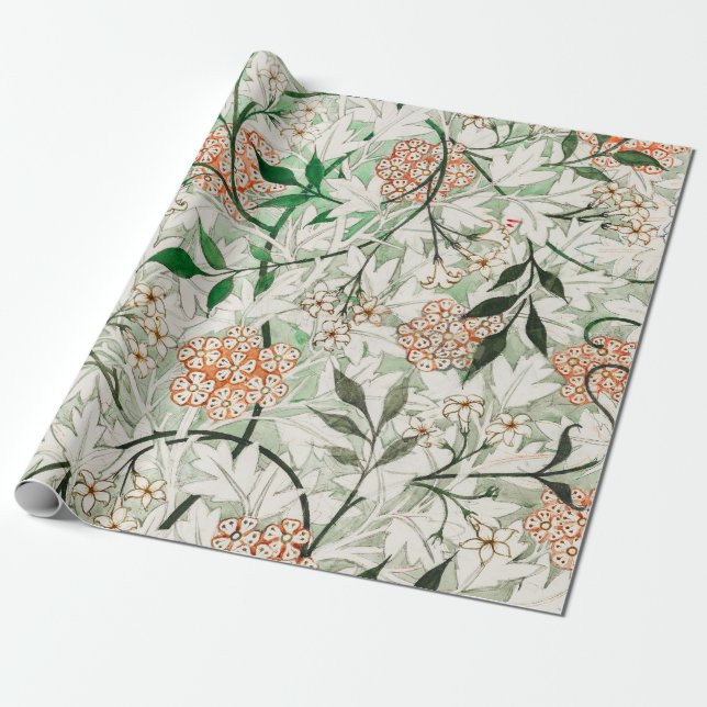 William Morris Jasmine Garden Flower Classic Presentpapper (Utrullad)