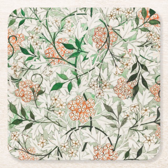 William Morris Jasmine Garden Flower Classic Underlägg Papper Kvadrat (Framsidan)