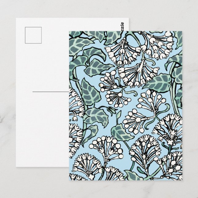 William Morris Jasmine och Löv Mönster Vykort (Fram/baksida)