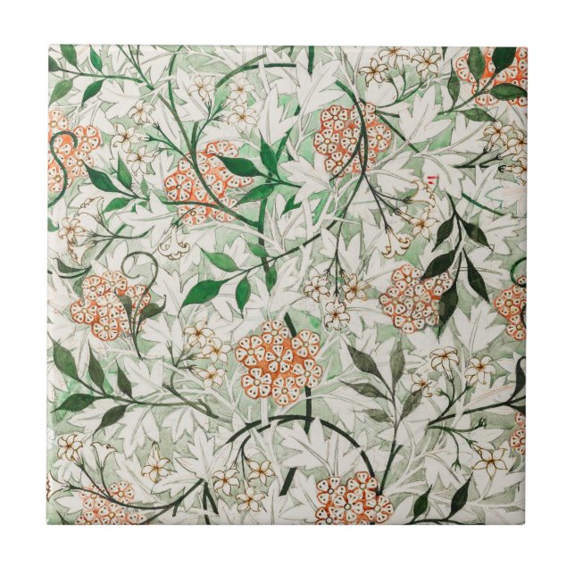 William Morris Jasmingård Blomma Klassiker Kakelplatta (Framsidan)