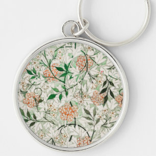 William Morris Jasmingård Blomma Klassiker Rund Silverfärgad Nyckelring