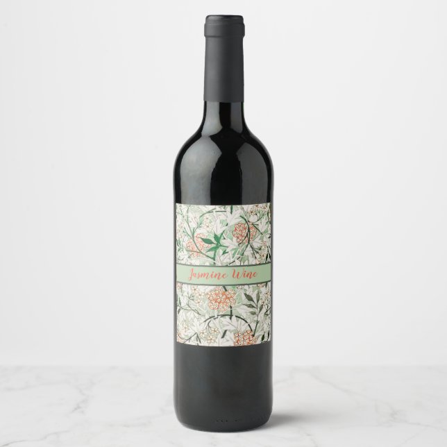 William Morris Jasmingård Blomma Klassiker Vinflaska Etikett (Framsida)