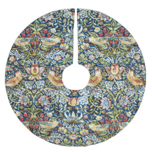 William Morris Jordgubb Stöld fågel Blommig Julgransmatta Borstad Polyester