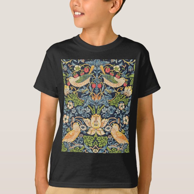 William Morris Jordgubb Stöldare Blommönster T Shirt (Framsida)