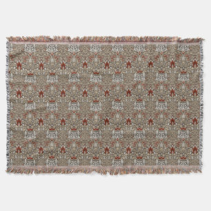 William Morris jordnära brun blomster tapet Filt