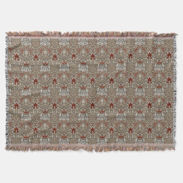 William Morris jordnära brun blomster tapet Filt (Framsidan)