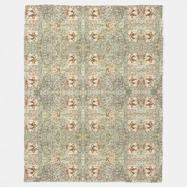William Morris Kaprifol Blommig Tapet Fleecefilt (Framsidan)