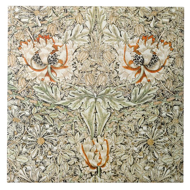 William Morris Kaprifol Blommig Tapet Kakelplatta (Framsidan)