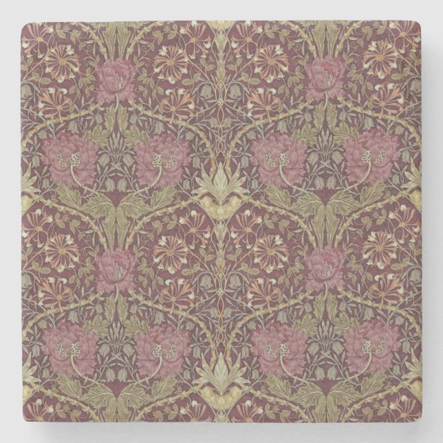 William Morris, kaprifol, blommigt. mönster konst Stenunderlägg (Framsidan)