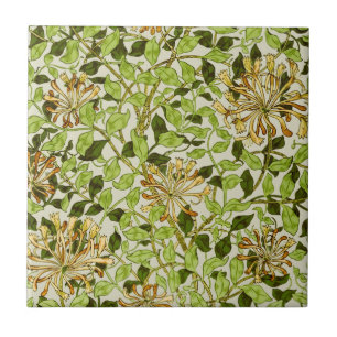William Morris Kaprifol Gröna Blommor Kakelplatta