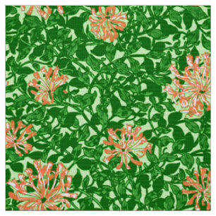 William Morris kaprifol, persika och grönt Tyg